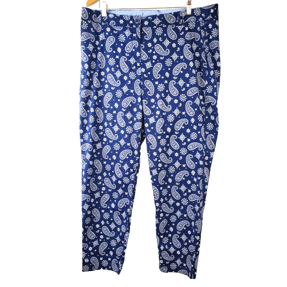 TALBOTS Womens Pants 16 The WEEKEND Chino BANDANA PRINT Cotton Straight Leg